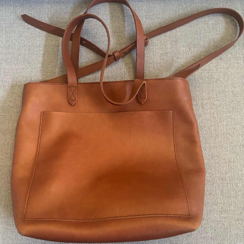 Madewell Elegant Brown Leather Tote Bag